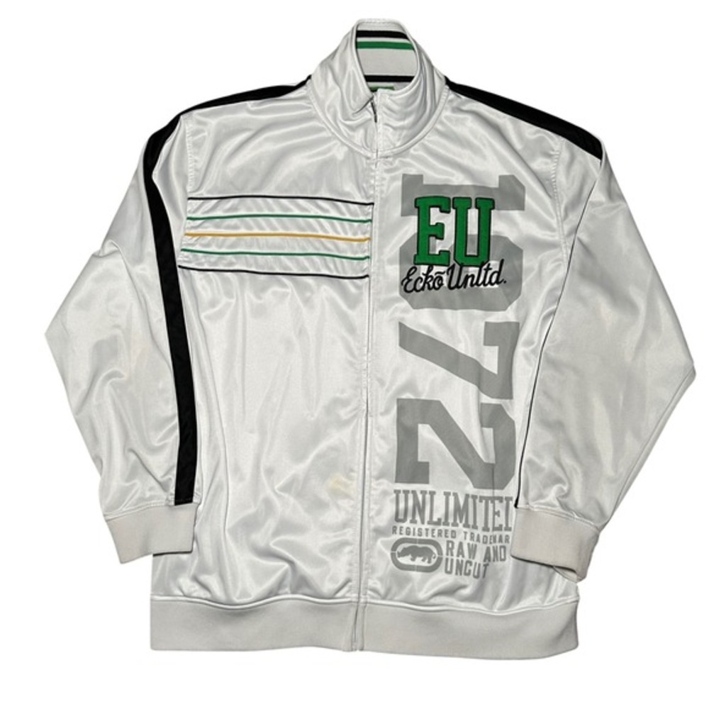 Vintage Y2K Ecko Unltd Mens White Track Jacket Full Zip Athletic Casual XLarge